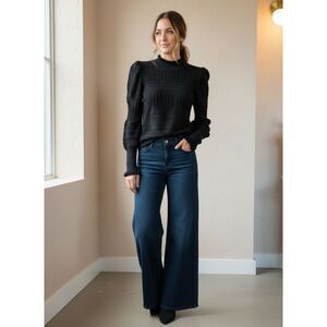 River Island Black Mock Neck Knit Sweater Size 6